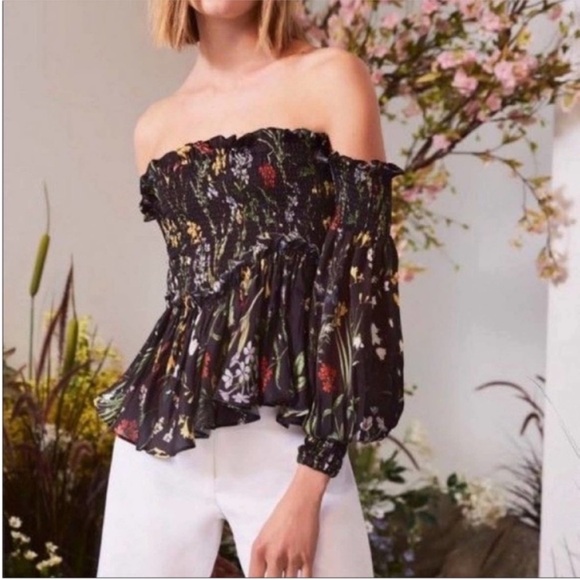 Alexis Elsa Black Floral off the shoulder Blouse - Picture 1 of 11